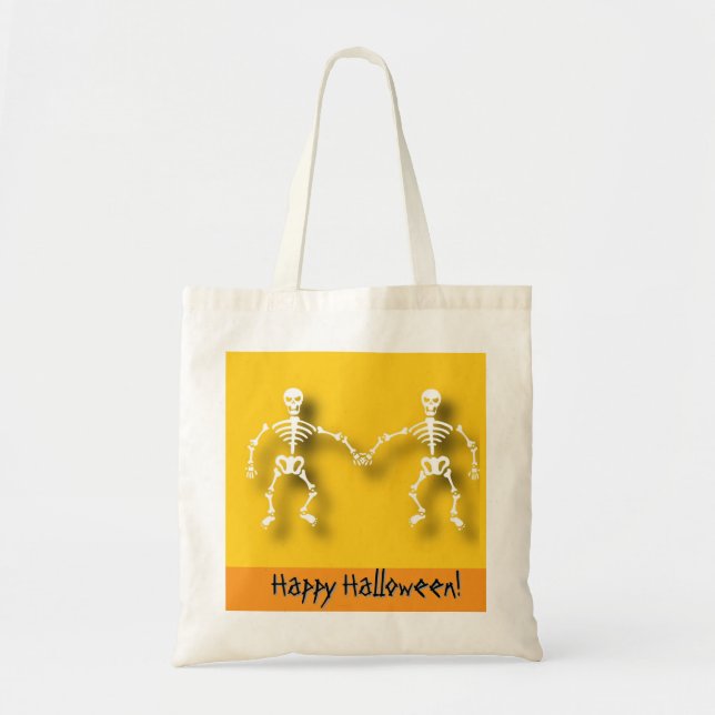 Tote Bag Squelette Halloween modifiable  (Devant)