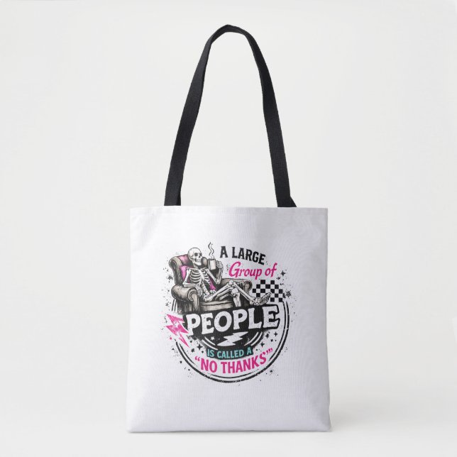 Tote Bag Squelette Introverti Se Relaxant Avec Du Café Non  (Devant)