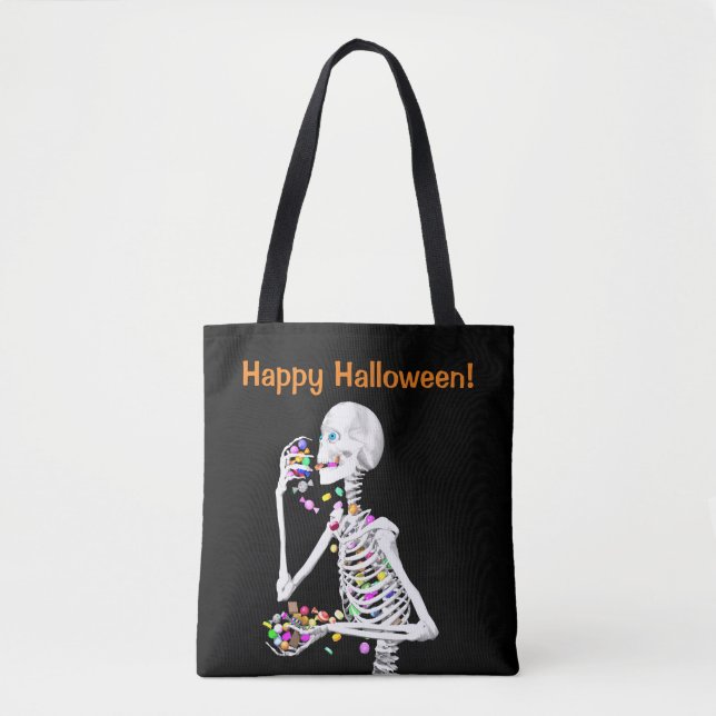 Tote Bag Squelette Manger Halloween Candy (Devant)