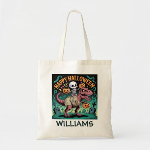 Tote Bag Squelette sur T-Rex momie – Cavalier Dino effrayan