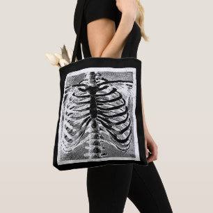 Tote Bag Squelette Vintage Torse Corps Halloween