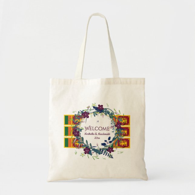 Tote Bag SRI LANKA FLAG WEDDING WELCOME destination florale (Devant)