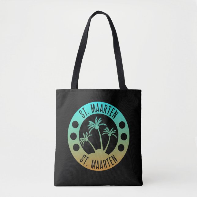 Tote Bag St Maarten Ocean Aqua Blue Gradient Sint Martin (Devant)