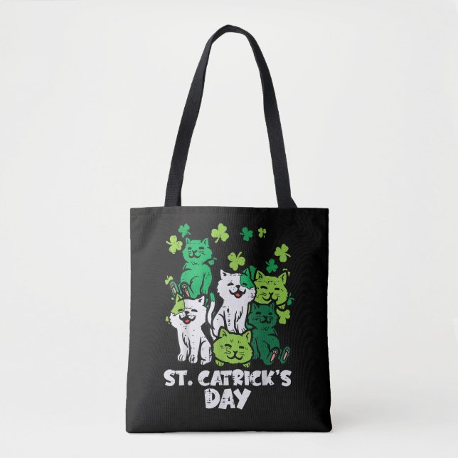 Tote Bag St Patricks Catricks Day Cats Saint Pattys (Devant)