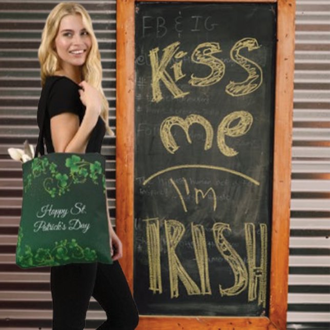 Tote Bag St. Patrick's Day Green Vine Shamrock Irish Party (Créateur téléchargé)