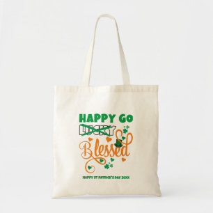Tote Bag St Patrick's Day HEUREUX GO Lucky BLESSED Christia