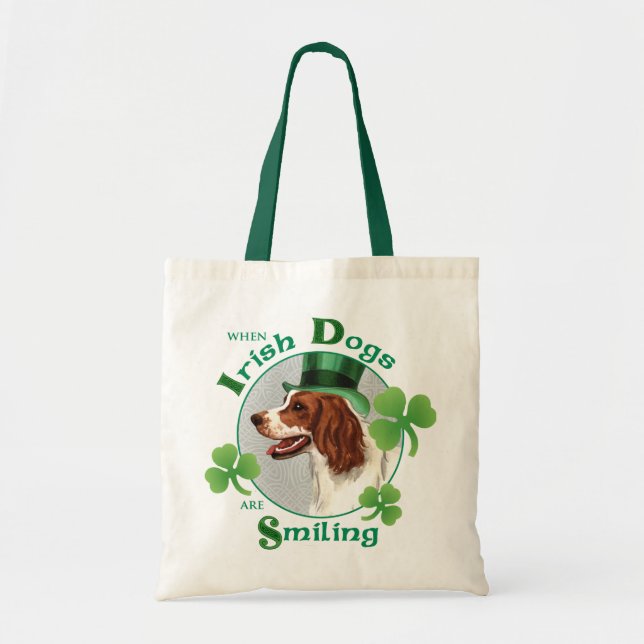 Tote Bag St. Patrick's Day Irish Red & White Setter (Devant)