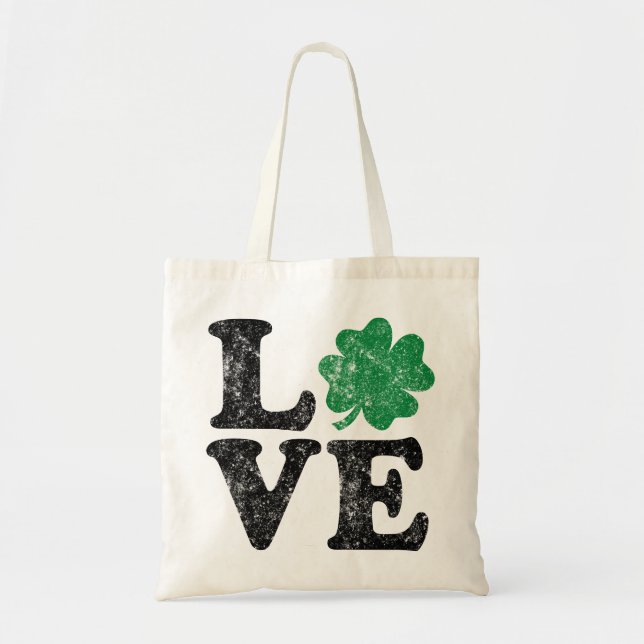 Tote Bag St Patrick's Day LOVE Shamrock irlandais (Devant)