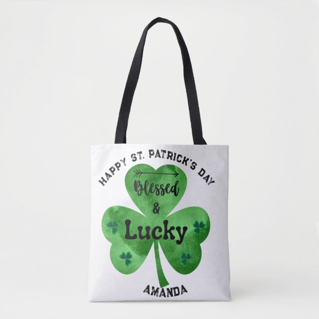 Tote Bag St Patrick's Day Lucky and Blessed Fourre-tout (Devant)