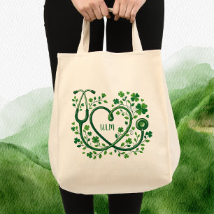 Tote Bag St Pattys Cœur Carrefour Stéthoscope Initiales des