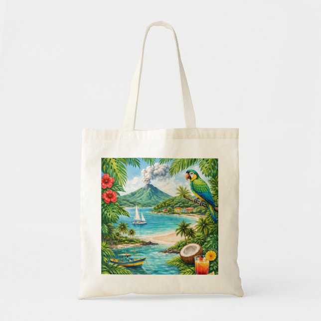 Tote Bag St. Vincent et les Grenadines Volcan tropical (Devant)