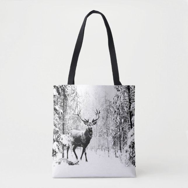 Tote Bag Stade Deer Winter Forest Faune Animal Nature art (Devant)