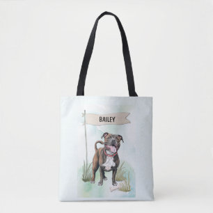 Tote Bag Staffordshire Bull Terrier Aquarelle Personnalisé