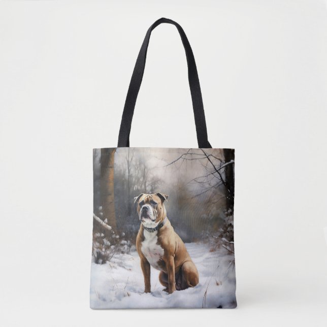 Tote Bag Staffordshire Bull Terrier Laisser neiger Noël (Devant)