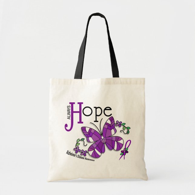 Tote Bag Stained Glass Butterfly Alzheimer's Disease (Devant)