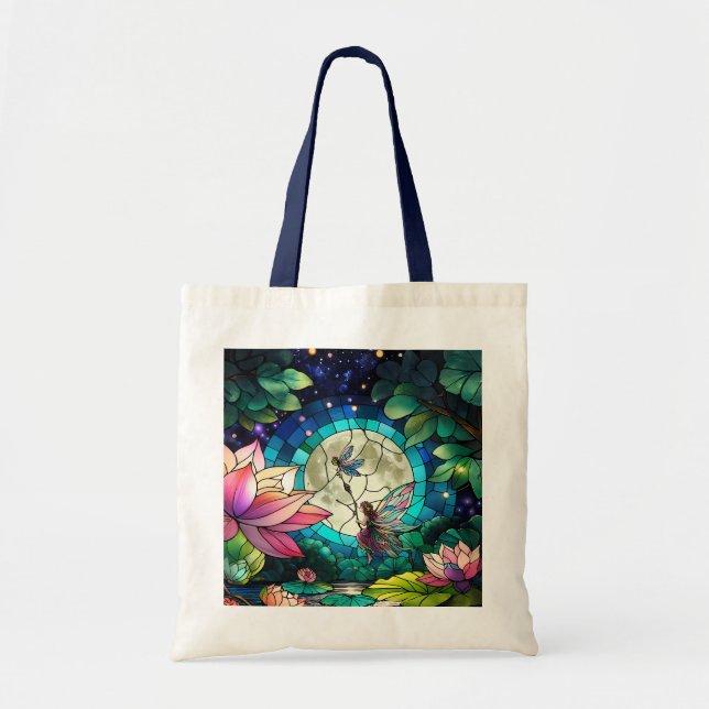 Tote Bag Stained Glass Little Fairy With Dragonfly (Devant)
