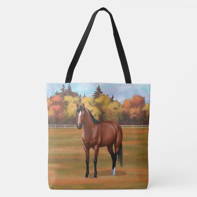 Tote Bag Stallion Cheval du Quartier Brown Bay (Devant)