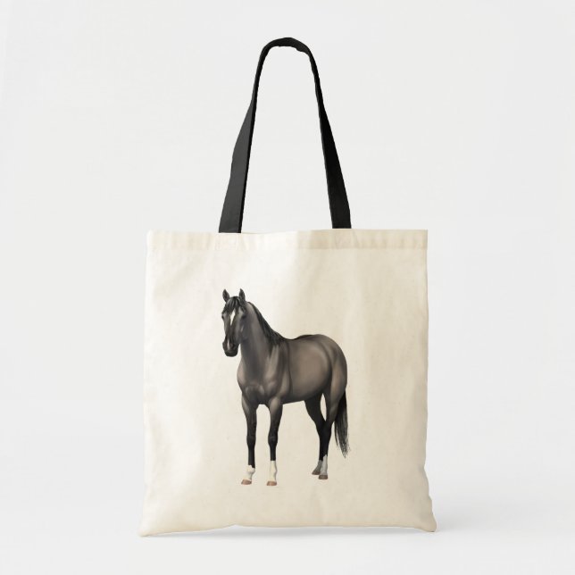 Tote Bag Stallion Cheval Gris Grulla Quarter (Devant)