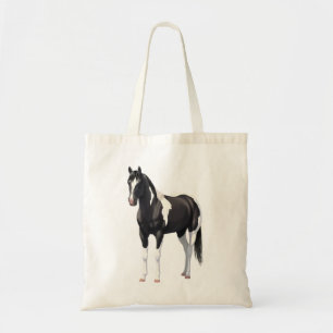 Tote Bag Stallion Cheval Pinto Peinture Noir