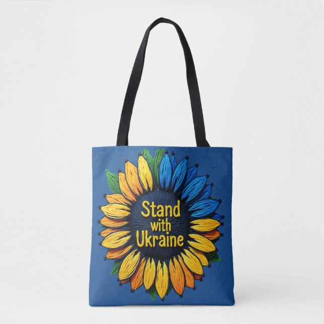 Tote Bag Stand avec Ukraine Sunflower Yarn Art (Devant)