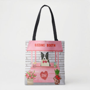 Tote Bag Stand de baisers de Border Collie pour la Saint-Va