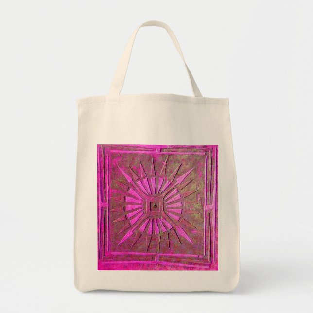 Tote Bag STAR DU MATIN Rose, Fuchsia Black, Monogramme (Devant)