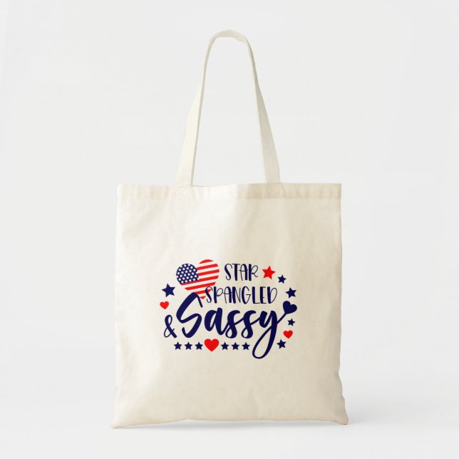 Tote Bag Star Spanked et Sassy American Flag Heart (Devant)