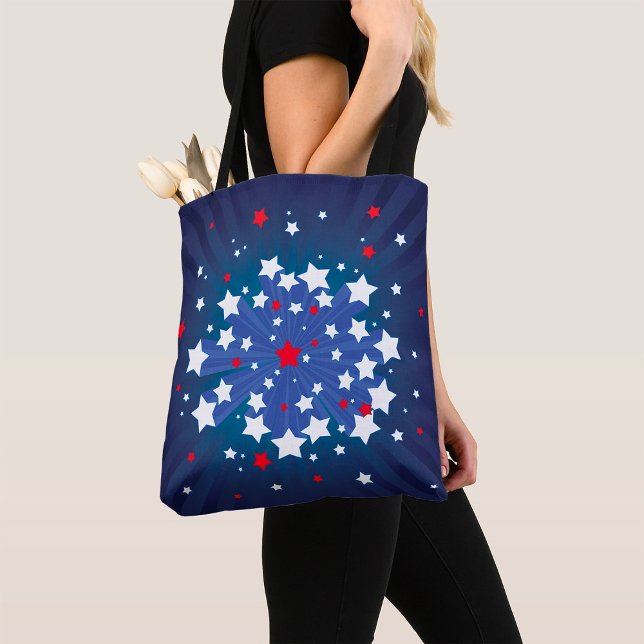 Tote Bag Starburst Patriotique Rouge Blanc et Bleu USA (Créateur téléchargé)