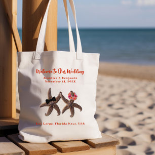 Tote Bag Starfish Bride n Groom Mariage Welcome Bag