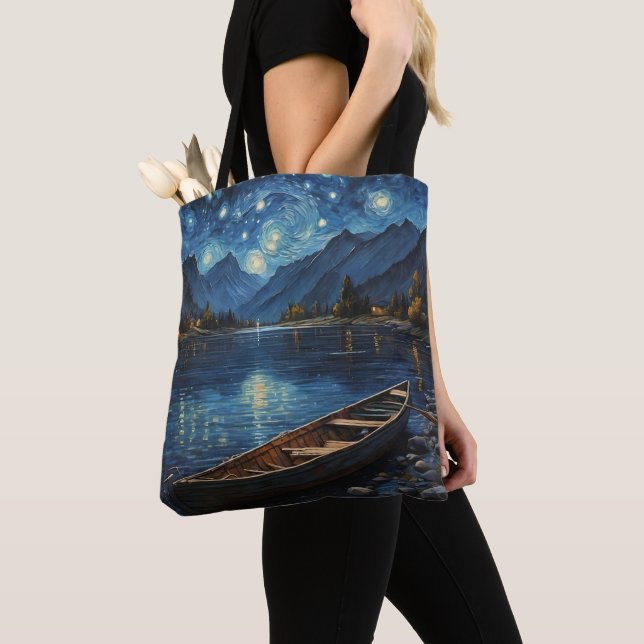 Tote Bag "Starlit Drift : Pêcher sous le Cosmos (De près)
