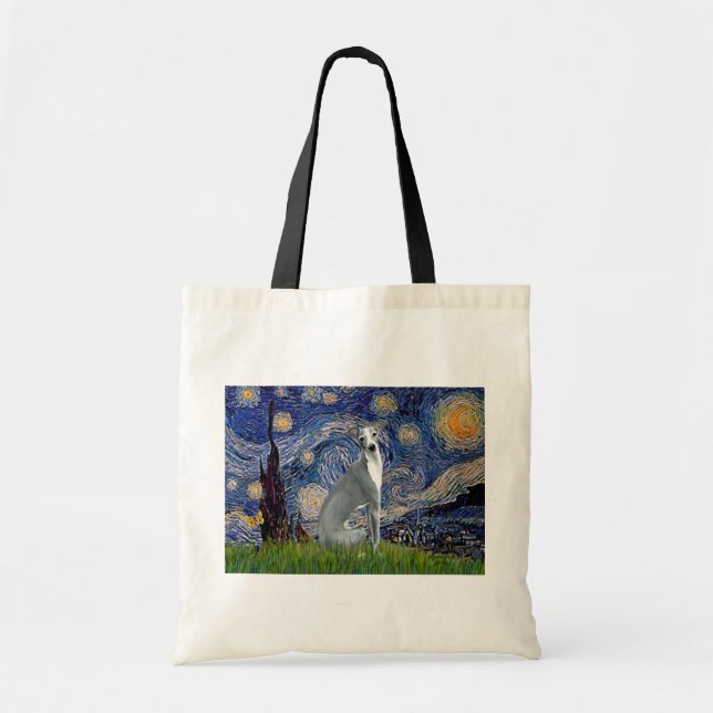 Tote Bag Starry Night-Italien Greyhound 4 (assis) (Devant)
