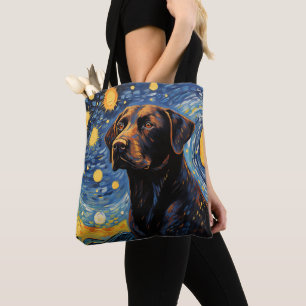 TOTE BAG STARRY NIGHT THEMEME LABRADOR RETRIEVER CHIEN