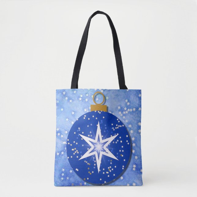 Tote Bag Stars Blue Ornament Art Fourre-tout (Devant)