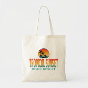 TOTE BAG STATION BALNÉAIRE TROPICALE AU COUCHER DU SOLEIL É