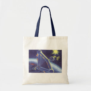 Tote Bag Station spatiale en orbite de science-fiction vint