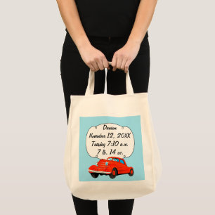Tote Bag Statistiques de bébé garçon avec voiture classique