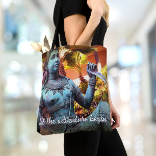 Tote Bag Statue de guerrier turquoise Photo Que l'aventure