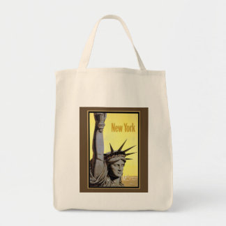 Tote Bag statue de la liberté affiche de voyage vintage new