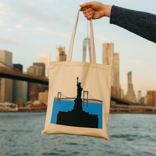 Tote Bag Statue of Liberty Silhouette New York Skyline (Créateur téléchargé)