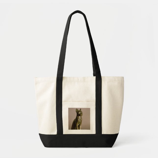 Tote Bag Statuette d'un chat représentant la déesse Bastet (Devant)