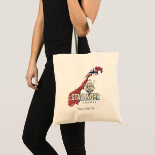 Tote Bag Stavanger Norvège Retro City Carte Vacances Vintag