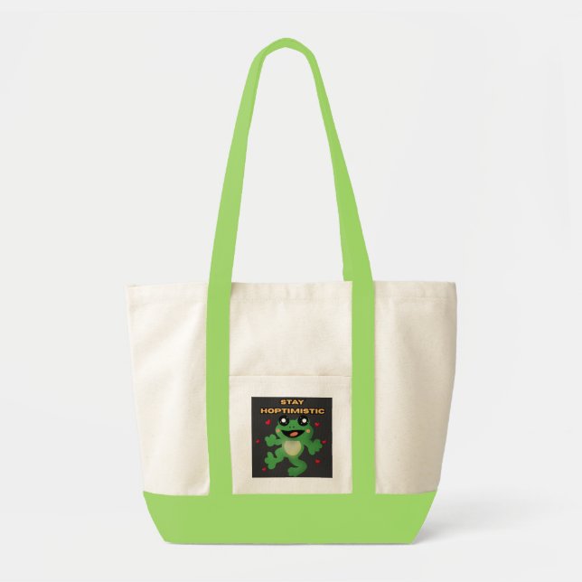 Tote Bag Stay Hoptimistic Cute Frog Pun Funny Frog Lover Gi (Devant)