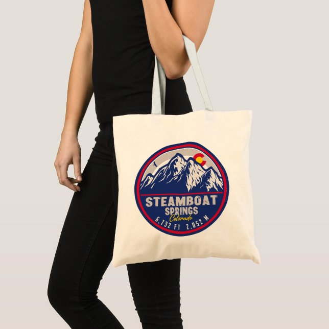 Tote Bag Steamboat Springs Colorado Retro Sunset Souvenirs (Devant (produit))