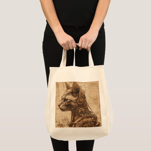 Tote Bag Steampunk Cat Retro (Devant (produit))