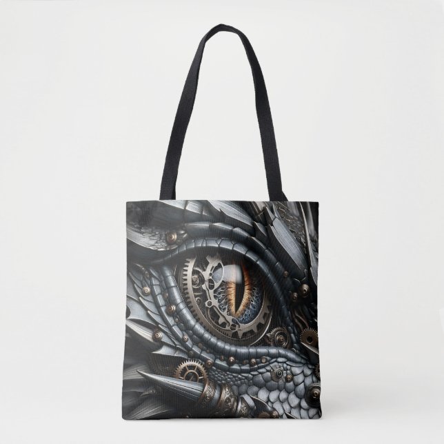 Tote Bag Steampunk Dragon Eye Closeup Ai Art (Devant)