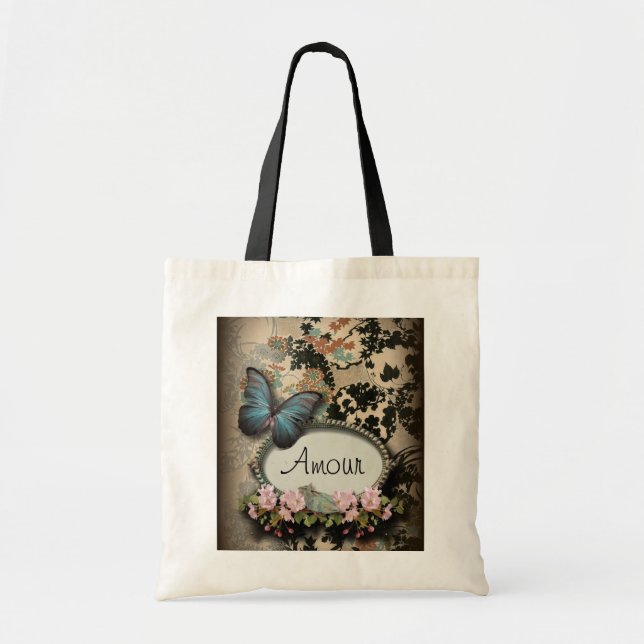 Tote Bag steampunk Ephemera floral Butterfly victorian (Devant)