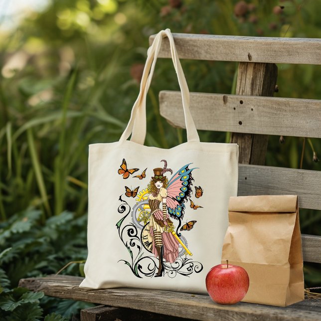 Tote Bag Steampunk Fairy Yellow Horloge Entraîneurs (Créateur téléchargé)
