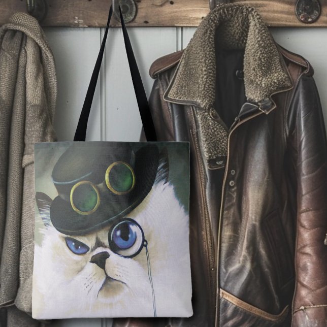 Tote Bag Steampunk Siamese Persian Chat (Créateur téléchargé)