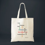 Tote Bag STEM Yes Indeed She Can Motivational<br><div class="desc">STEM Yes Indeed She Can Motivational budget tote bag with CUSTOMIZABLE Christian Bible verse. This motivational tote bag shows the words SCIENCE, TECHNOLOGY, ENGINEERING and MATHEMATICS - aka STEM - combined in an original crossword design with the motivational inspirational quote YES INDEED SHE MOST CERTAINLY CAN. The vibrant colors of...</div>