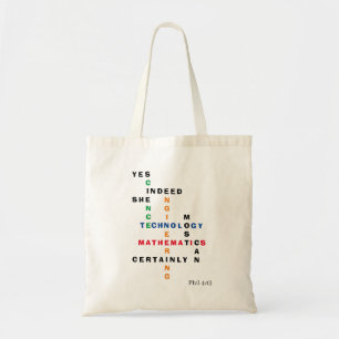 Tote Bag STEM Yes Indeed She Can Motivational